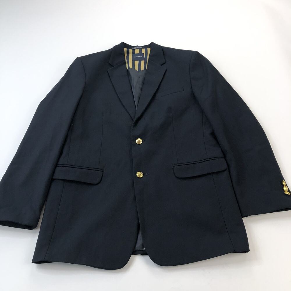 Nautica Boys Youth Navy Blue Blazer Size 20 Full Lining Gold Button PLS READ